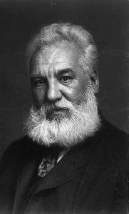 a black and white photograph of Alexander Graham Bell