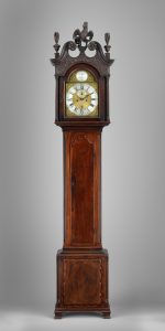 A color photo of a clock made by Edward Duffield. 