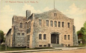 color postcard of the armory in Media, Pennsylvania.