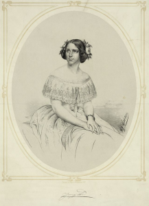 A black and white portrait of Jenny Lind