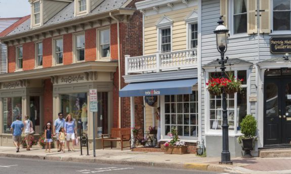 Photograph of historic buildings in business district