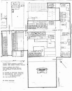 A map of the proposed Cooper Street Historic District.