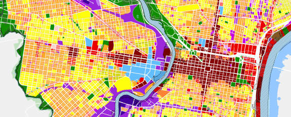 A color-coded zoning map created by the city of Philadelphia in 2017.