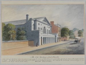 Watercolor painting of The Chestnut Street Theatre.