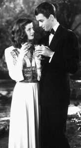 Katharine Hepburn and James Steward on the set of The Philadelphia Story. 