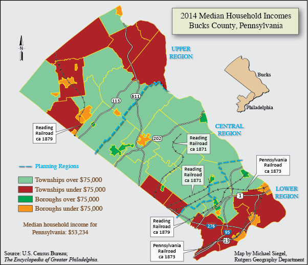 Bucks County Median Household Incomes.