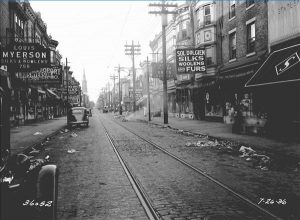 A view of South Fourth Street spanning from South Street to Christian Street in 1936.