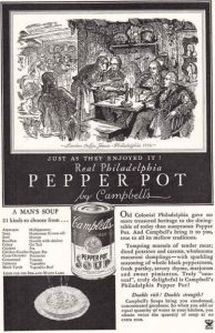 Campbell Soup advertisement for their pepper pot cans.