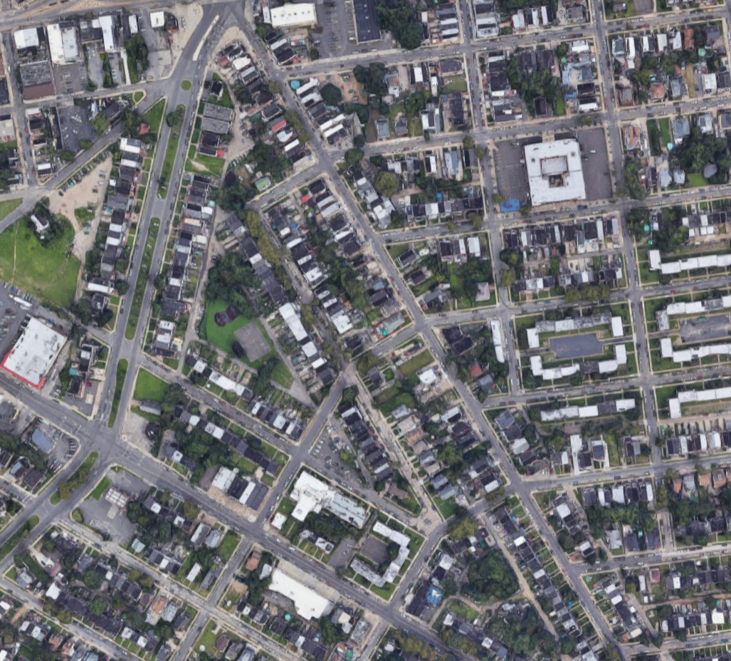 Aerial photograph of East Camden streets