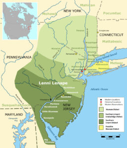 Map of Lenape territory from Delaware to New York State.