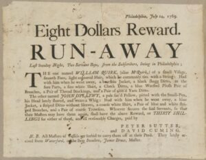 Printed advertisement seeking return of a run-away