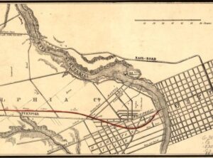 Map depicting Lancaster Avenue west of Philadelphia