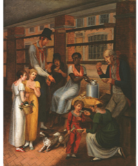 painting depicting an african american woman selling philadelphia pepper pot