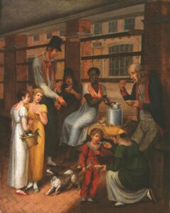 painting depicting an african american woman selling philadelphia pepper pot